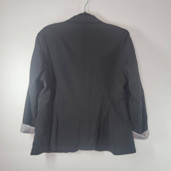 Ambiance Women's Single Button Lined Blazer Jacket Black White Plus Size 1X - Picture 2 of 5